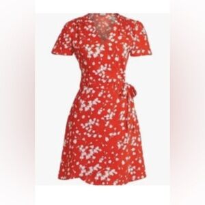 JCrew - Red Printed Wrap Dress, size 8